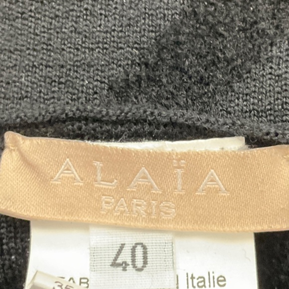 ALAIA BLACK CHEVRON CHENILLE KNIT SLEEVELESS FLARED DRESS - Picture 4 of 6